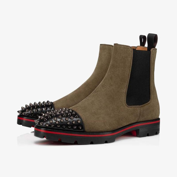 Brown Spiked Toe Calfskin Boot