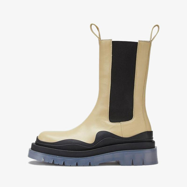 Beige/Black Chelsea Boots