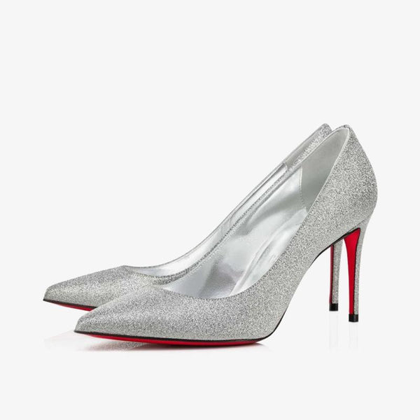 Silver Glitter Pumps with 80 mm Stiletto Heel