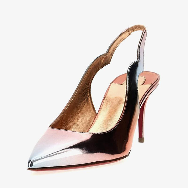 Multi-color Mirrored Leather Slingback 80mm Heels