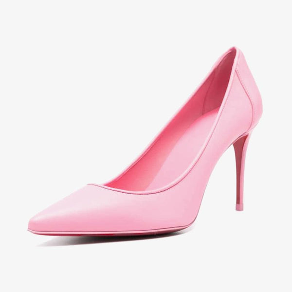 Rose Pink Calf Leather Sporty Pumps with 80 mm