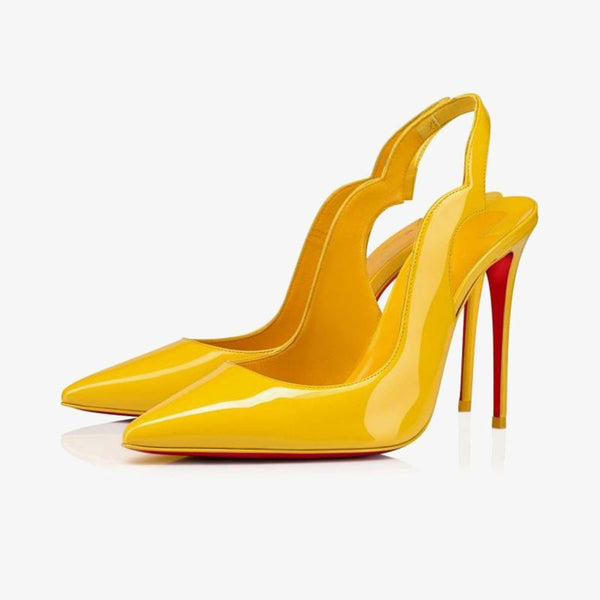 Yellow Patent Leather Pumps with 100 mm