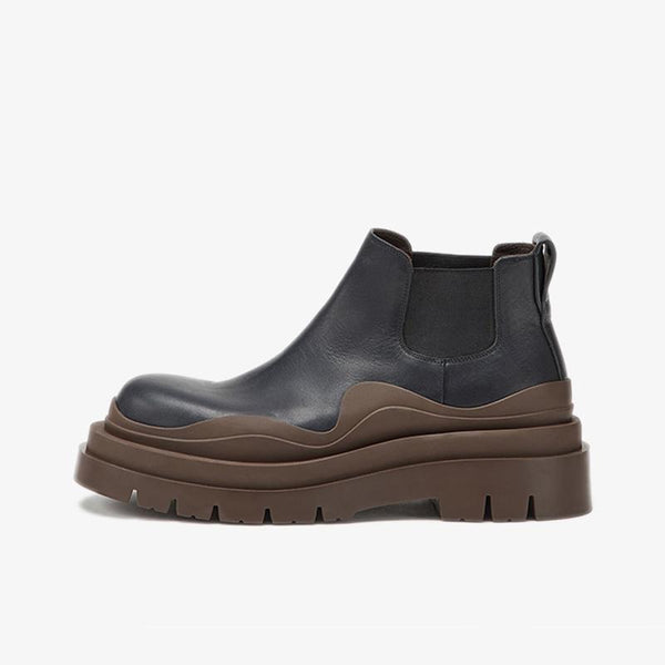 Black/Brown Cropped Chelsea Boots