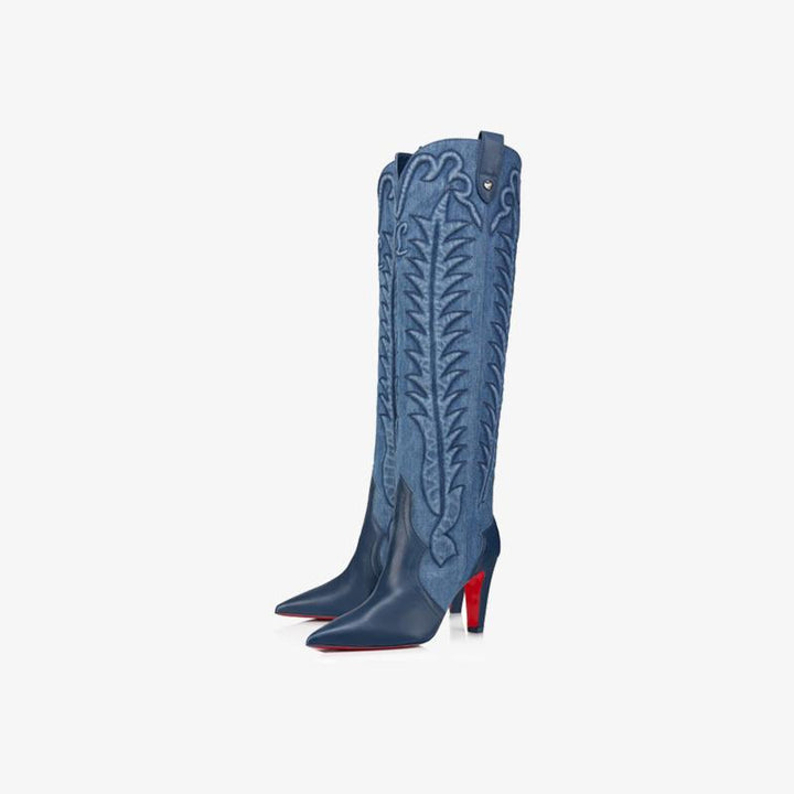 Calf Leather and Denim Boots - ARNO CONTI