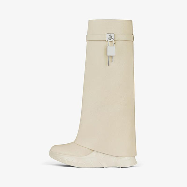 Refined Beige Calfskin High Boots