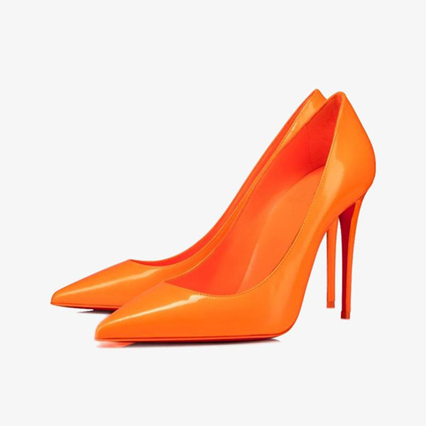 Fluo Orange Patent Leather