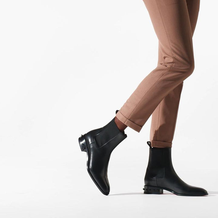 Black Calf Leather Spiked Boot - ARNO CONTI