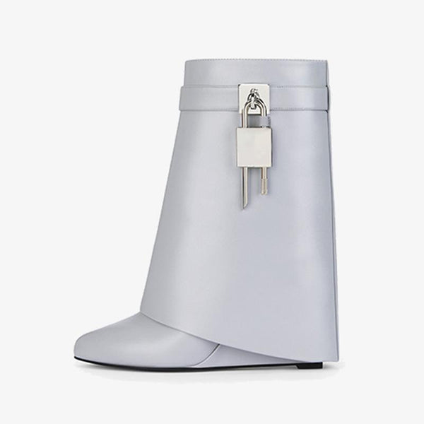 Refined Light Grey Calfskin Ankle Boots