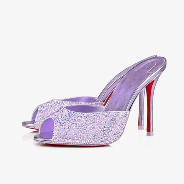 Lilac Smoke Suede Strass Pump