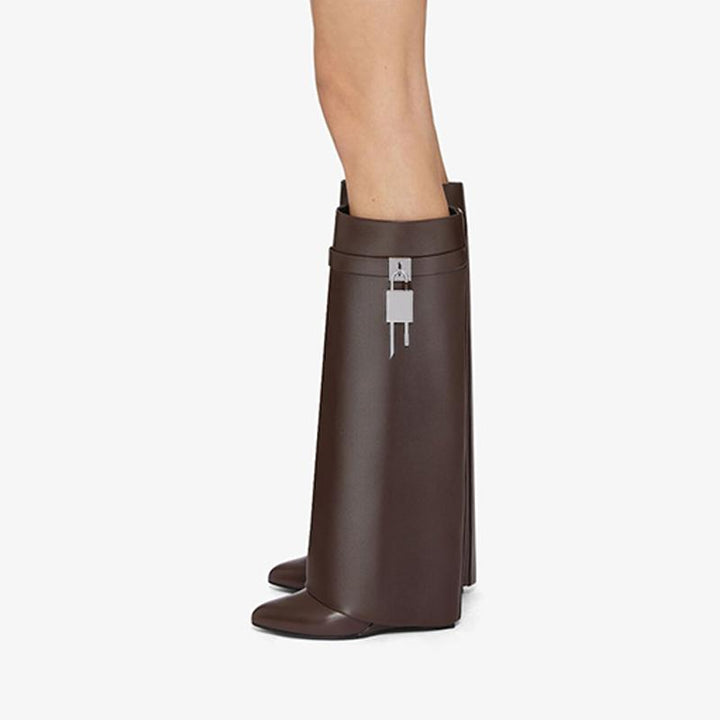 Sleek Ebony Brown Cowhide High Boots - Arno Conti Shoe