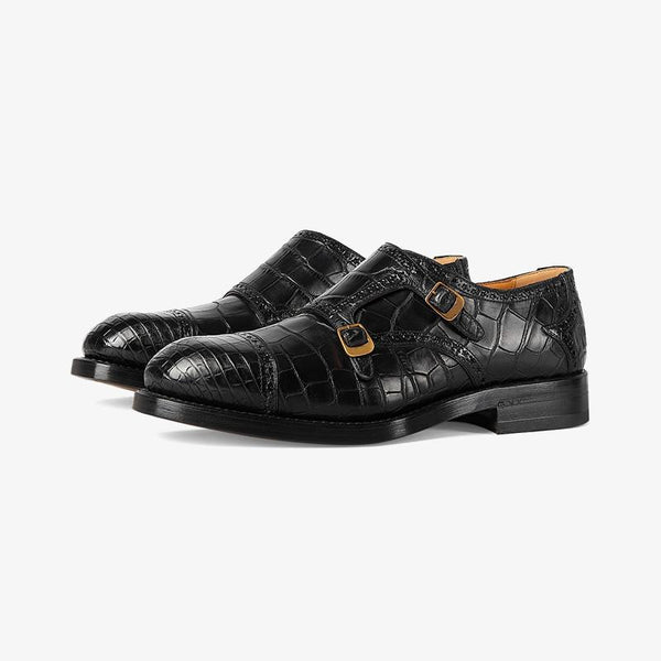 Genuine Crocodile-Embossed Leather Loafers - Arno Conti Shoe
