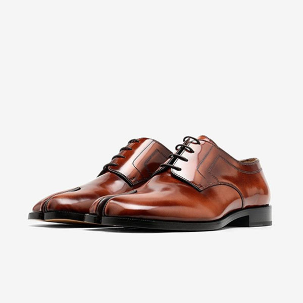 Solid Color Leather Tabi Lace-up shoes