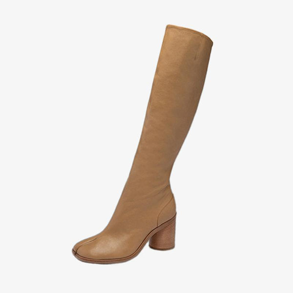Vintage Soft Leather Split-Toe Knee-High Boots - Arno Conti Shoe