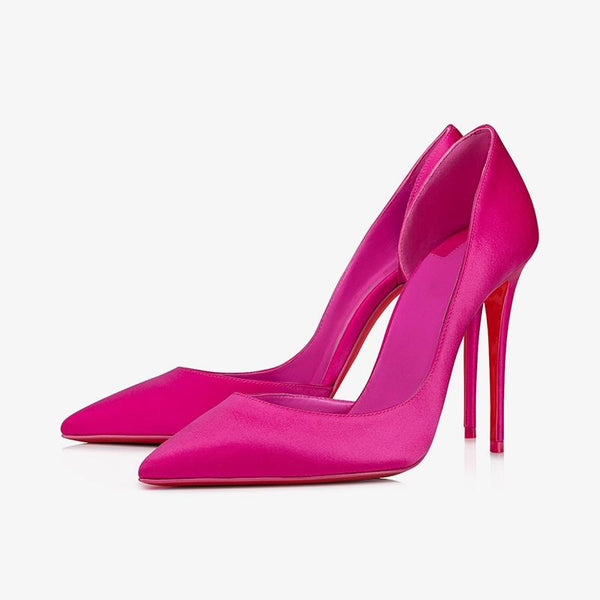 Bright Pink Crepe Satin Pumps with 100 mm Stiletto