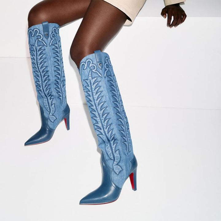Calf Leather and Denim Boots - ARNO CONTI