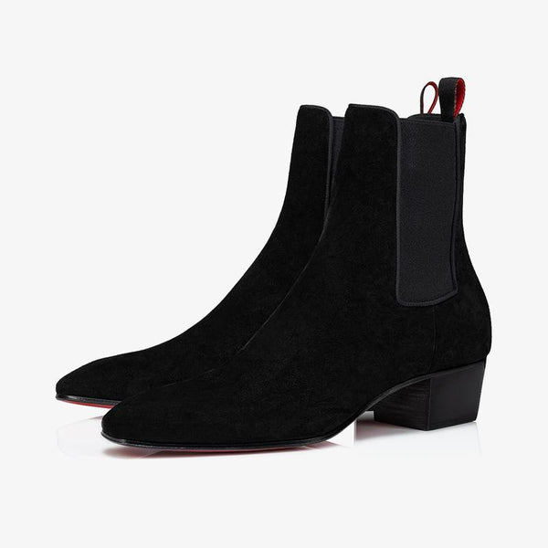 Suede Ankle Boot with Square Heel