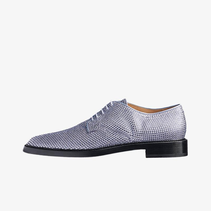 Light Blue Split-toe Rhinestone Lace-up Shoes - Arno Conti Shoe