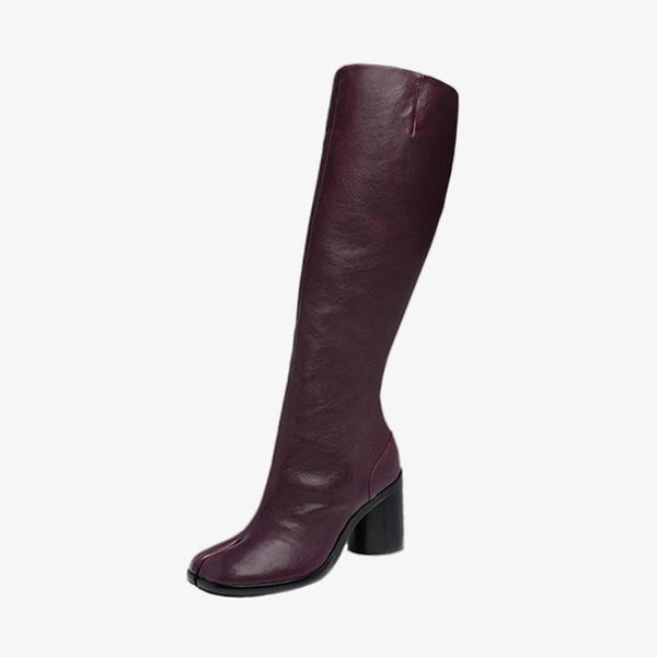 Vintage Leather Split-toe Knee-High Boots - Arno Conti Shoe