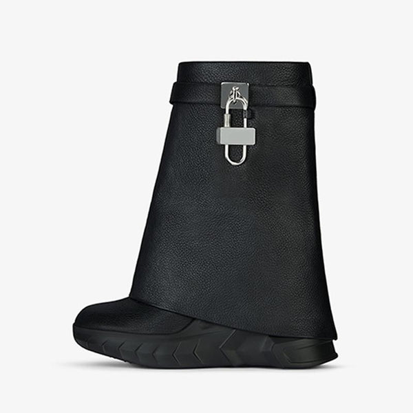 Chic Black Grained Calf Ankle Boots