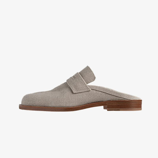 Textured linen Split-Toe Mule