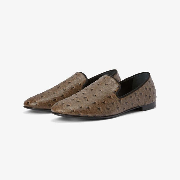 Cedar Brown Embossed Leather Loafers