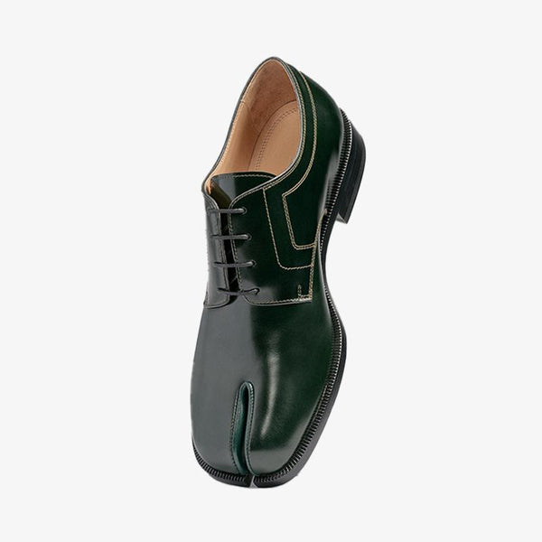 Classic Dark Green Tabi Laced Brogue Shoes