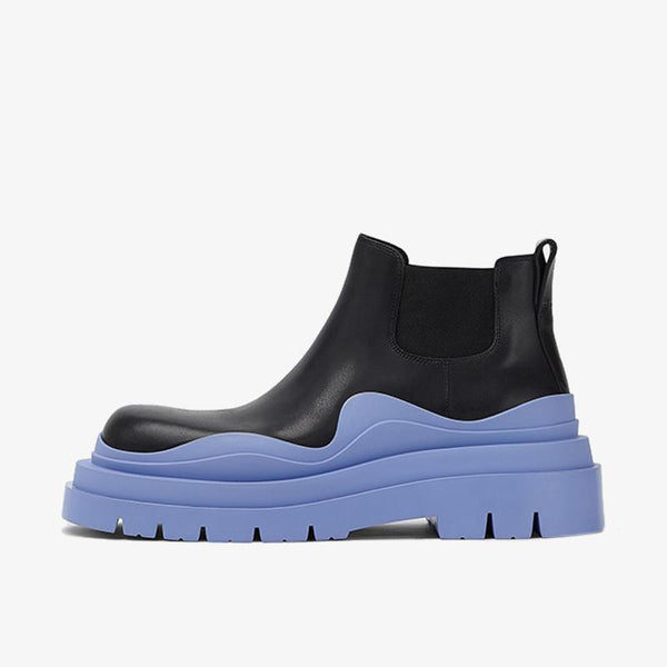 Black/Blue Cropped Chelsea Boots