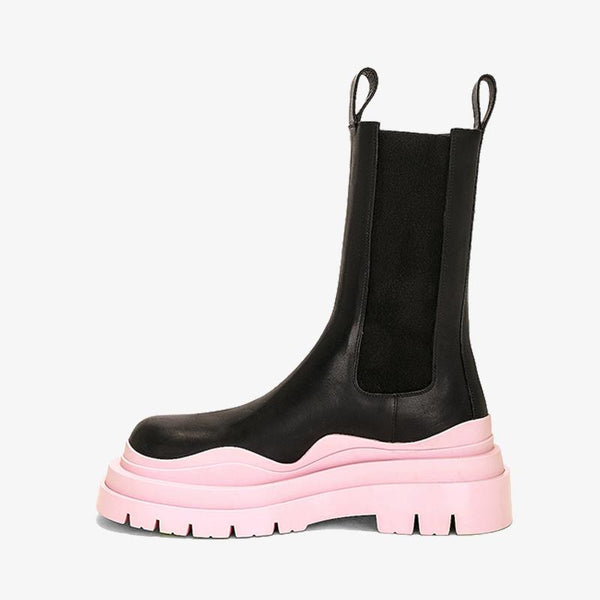 Pink/Black Chelsea Boots