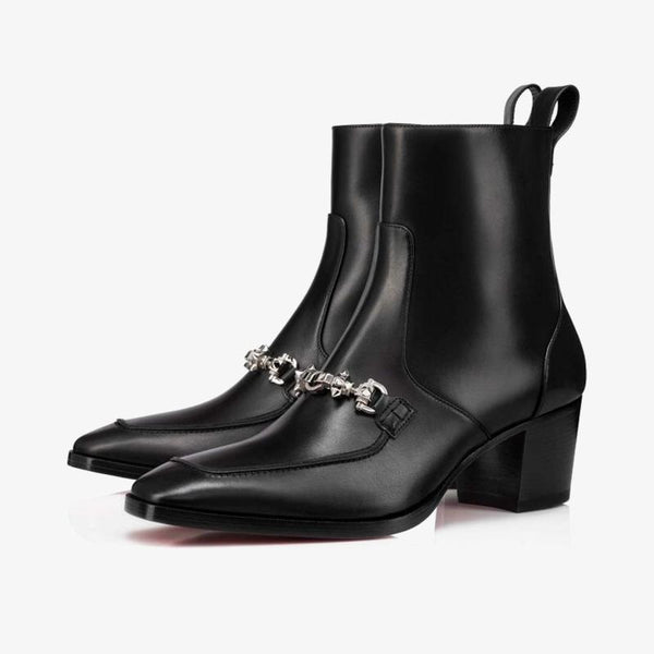 Silver DetailsBlack Calfskin Boot