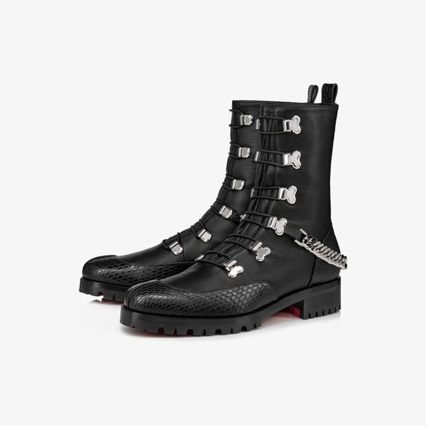 Military-Inspired Black Calfskin Boot - ARNO CONTI