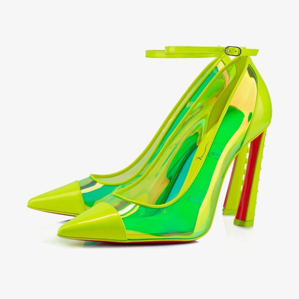 Fluo Green Punk Pumps with 100 mm Architectural Heel