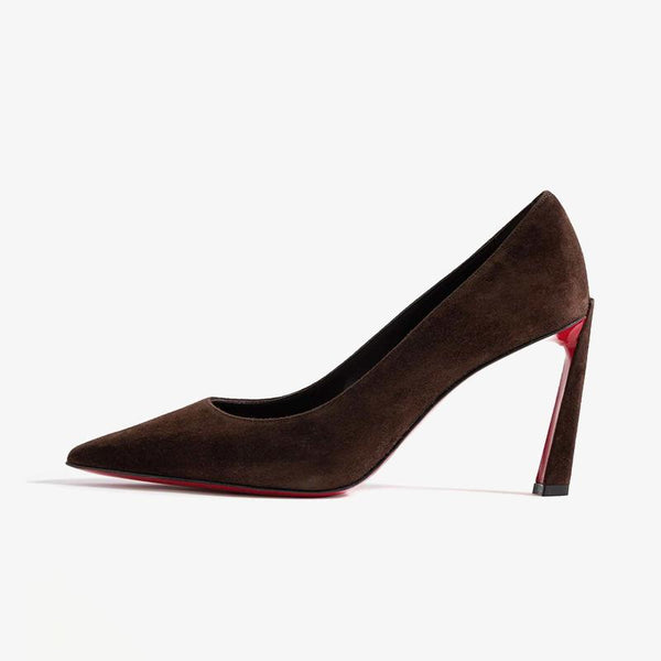 Dark Brown Suede Pumps with 100 mm Heel