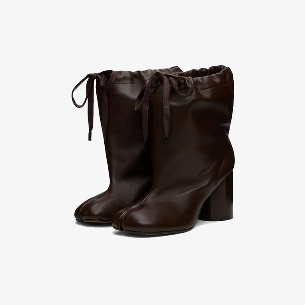 Women’s Brown Leather Tabi Split-Toe Ankle Boots