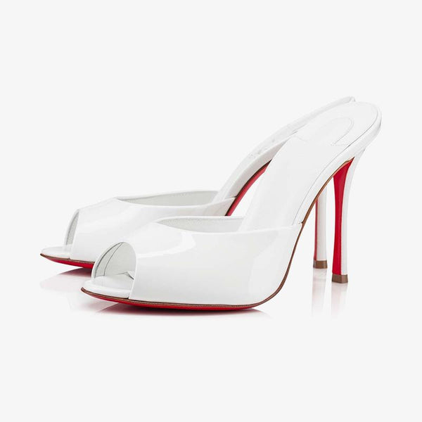 White Patent Leather Mules with 100 mm 'Fetish'