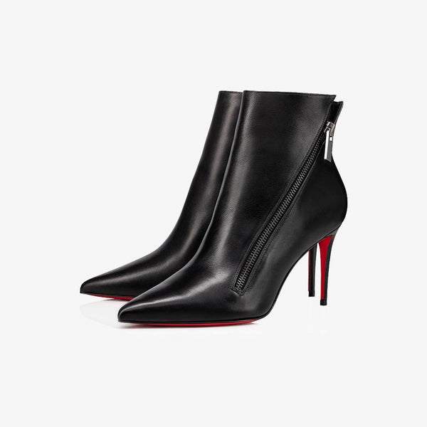 Elegant Black Calfskin Ankle Boot