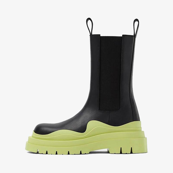 Black/Green Chelsea Boots