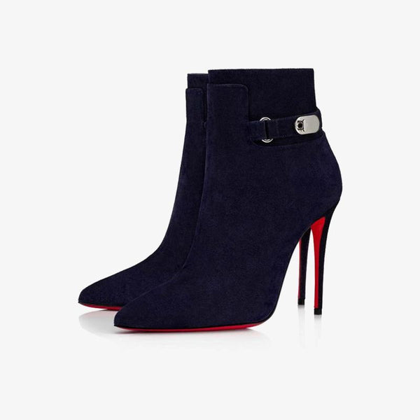 Blue Waxed Suede Ankle Boots