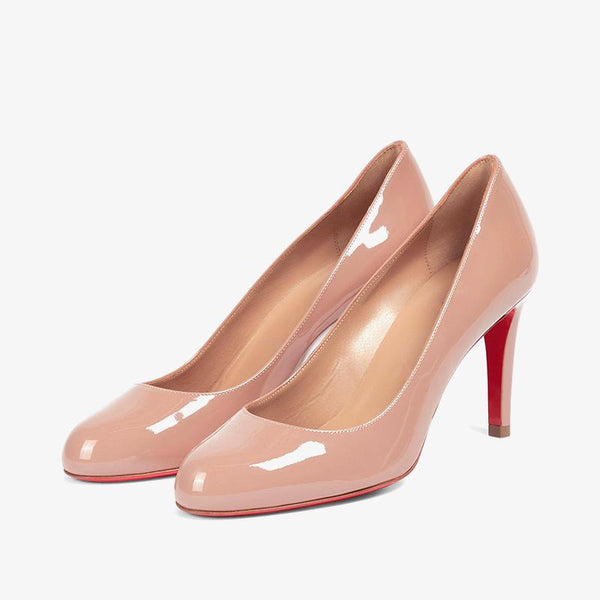 Nude Patent Leather Pumps with 80 mm