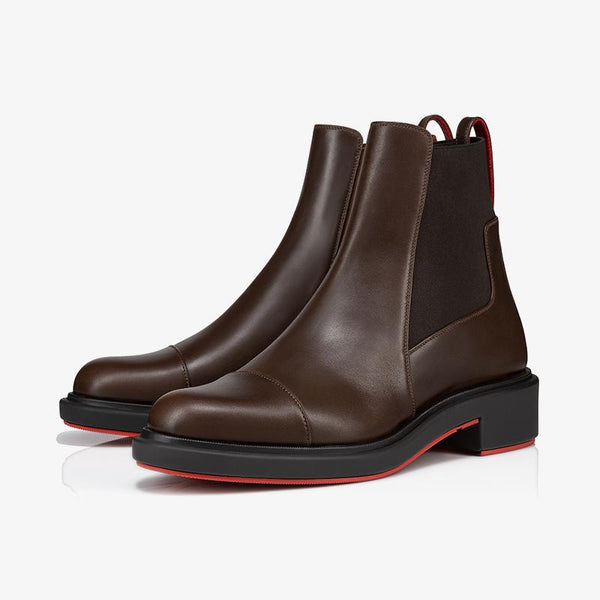 Brown Urban Boot with Red-Outlined Rubber Sole