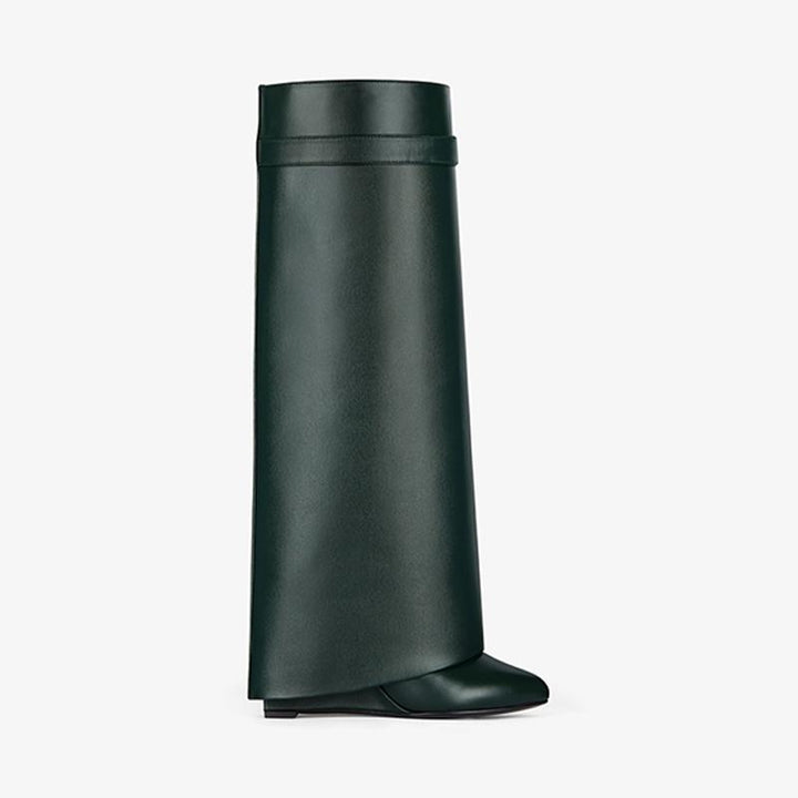 Elegant Green Calfskin High Boots - Arno Conti Shoe