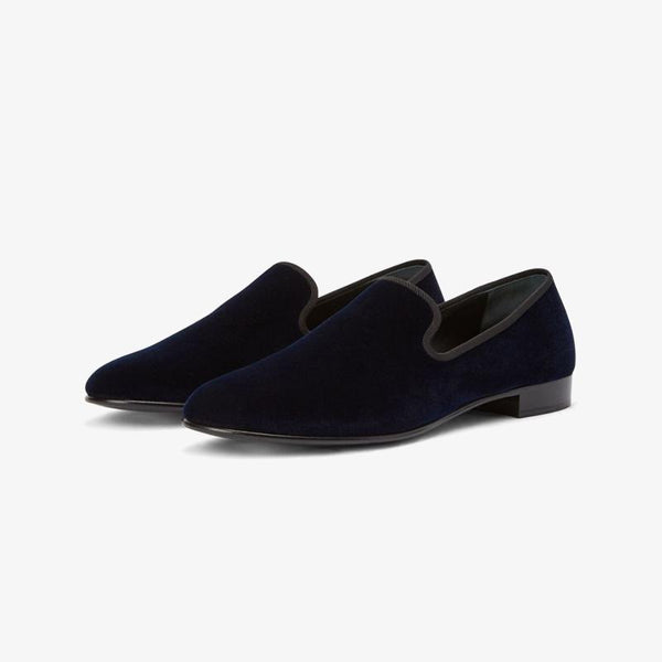 Midnight Blue Velvet Loafers