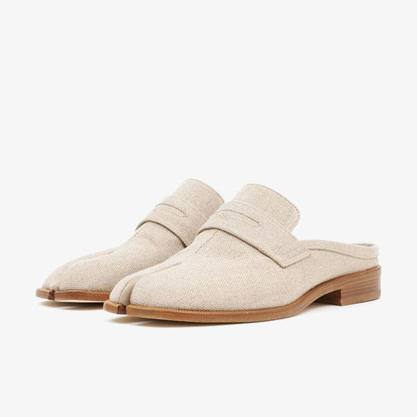 Beige Penny-Slot Loafers