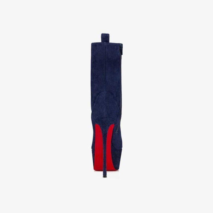 Deep Blue Suede Platform Heels 140mm Heel - ARNO CONTI