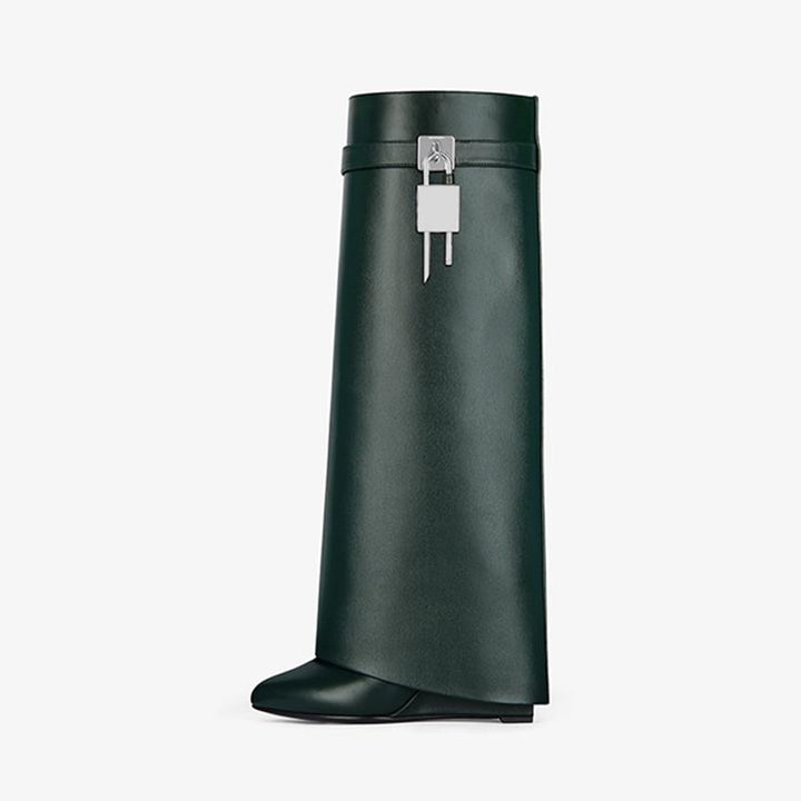 Elegant Green Calfskin High Boots - Arno Conti Shoe