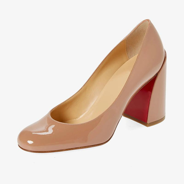 Nude Patent Leather Pumps with 80 mm