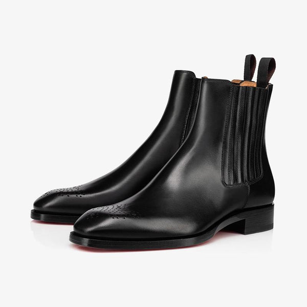 Perforated Toe Black Ankle Boot - ARNO CONTI