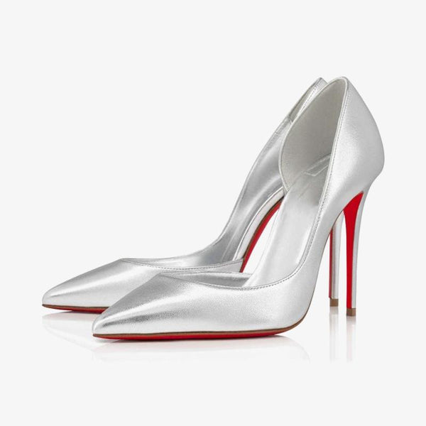 Silver Laminated Leather Pump with 100mm Stiletto Heel