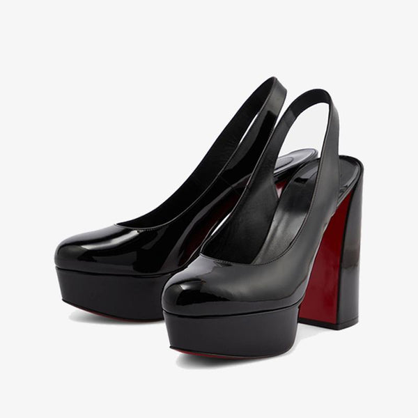 Sophisticated Black Leather Platform Pump 140mm