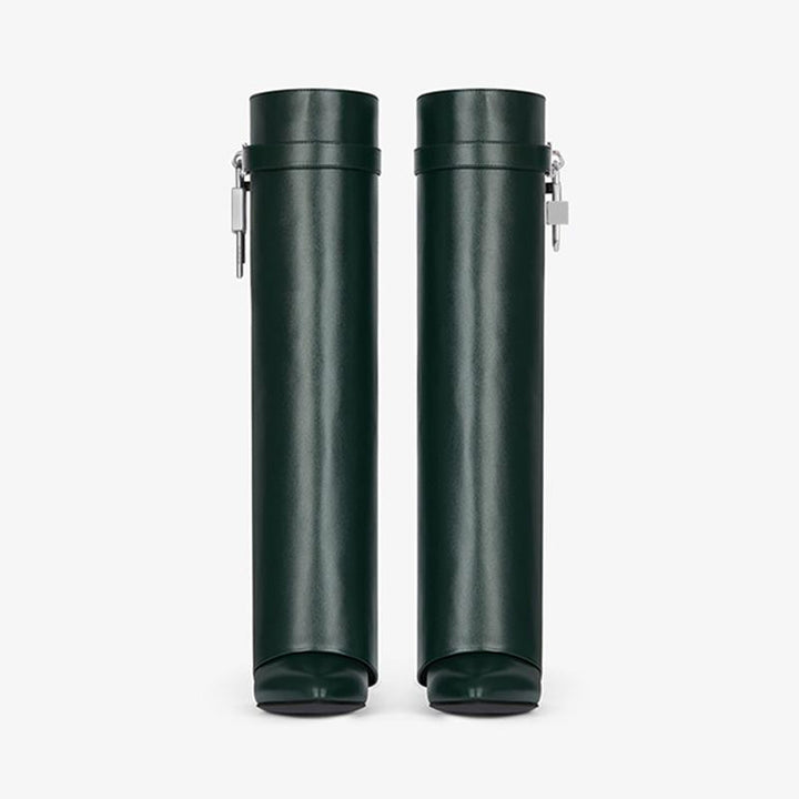 Elegant Green Calfskin High Boots - Arno Conti Shoe