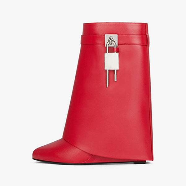 Refined Red Smooth Calfskin Ankle Boots